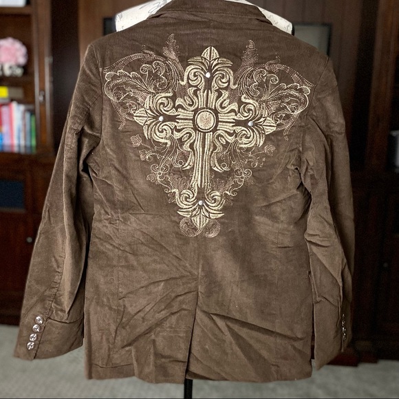 Franky Max Men’s Casual Blazer/Jacket 💯% Cotton Embroidery Rhinestones Size S - Picture 2 of 5